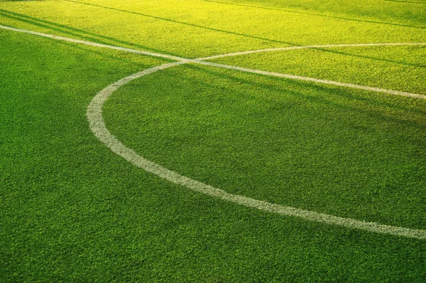 Λευκό κυκλική γραμμή για την πράσινη χλόη του ποδοσφαίρου ποδόσφαιρο Αθλητισμός fie — Φωτογραφία Αρχείου