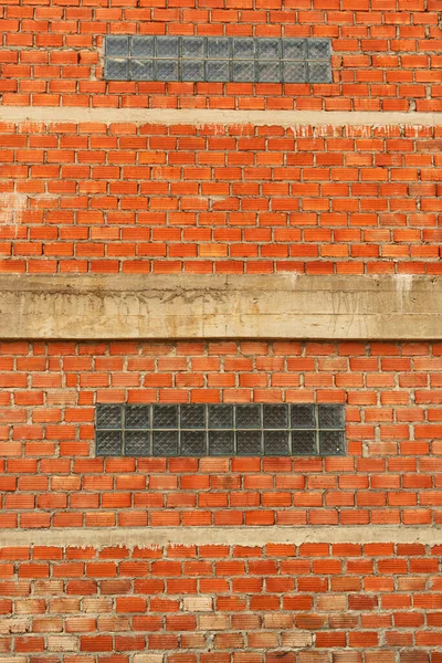 Hnědá Červená Cihla Betonovou Stěnou Pozadí Stavební Architektury — Stock fotografie