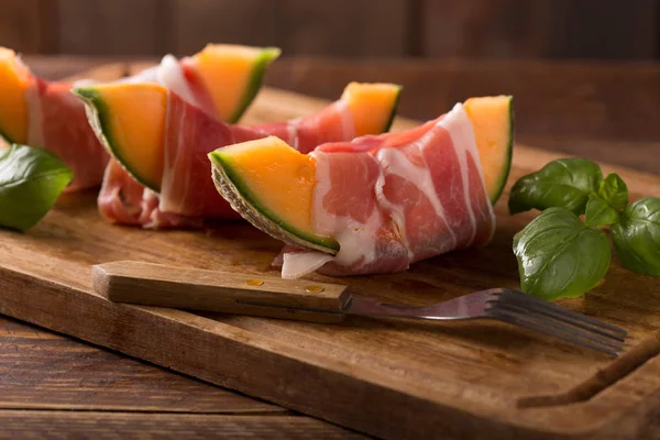 Melone con prosciutto — Foto Stock