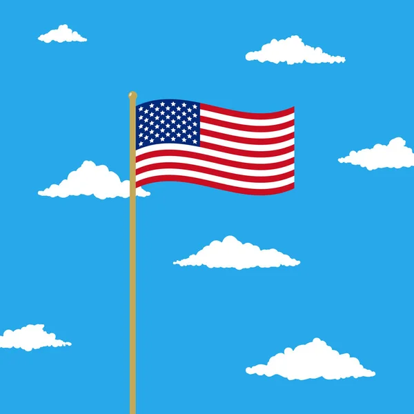 Acenando bandeira dos EUA no céu nublado —  Vetores de Stock