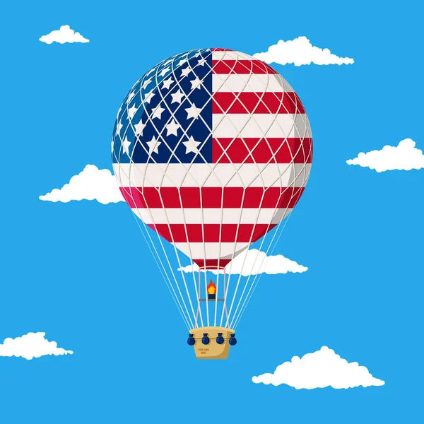 Balão de ar quente com bandeira dos EUA —  Vetores de Stock
