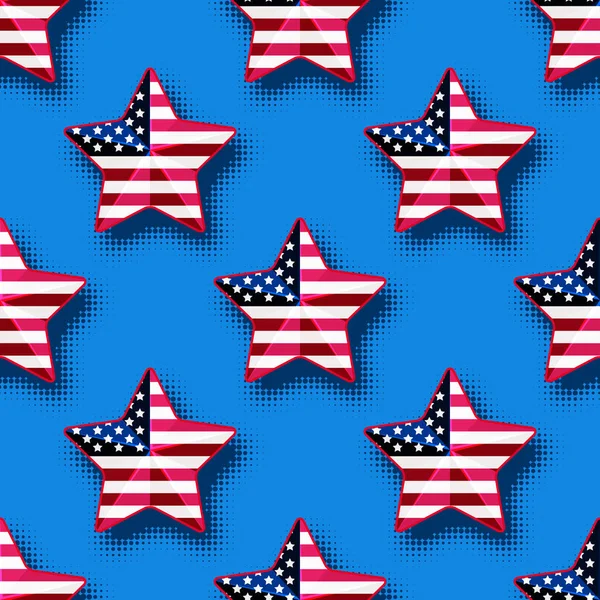 Estrelas com padrão sem costura bandeira dos EUA —  Vetores de Stock