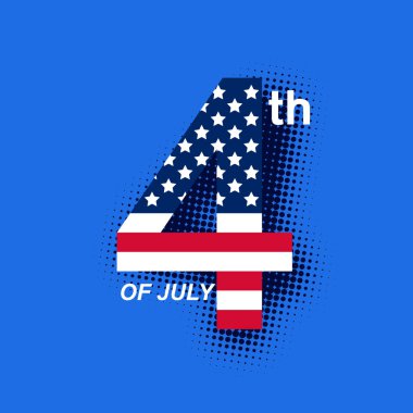 4 Temmuz mavi zemin üzerine