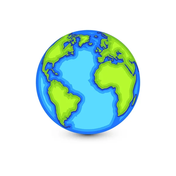 Globe Bande Dessinée Sur Fond Blanc — Image vectorielle