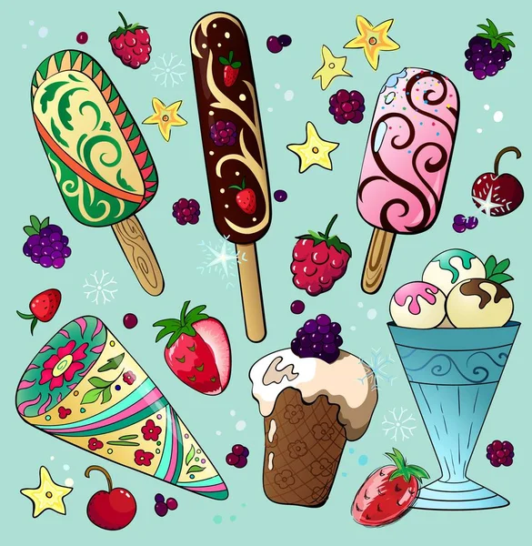 Delizioso gelato ai cartoni animati Illustrazione Stock