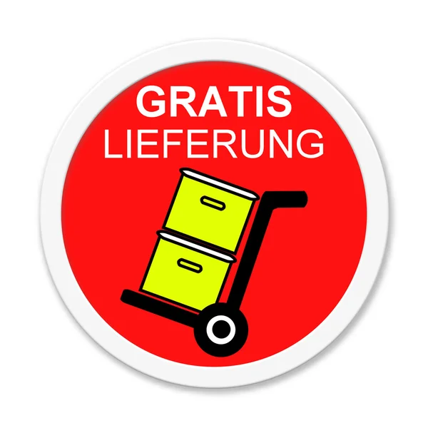 Botão vermelho: entrega gratuita alemão — Fotografia de Stock