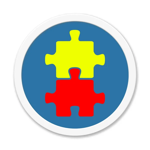 Pulsante rotondo blu con simbolo: Puzzle — Foto Stock