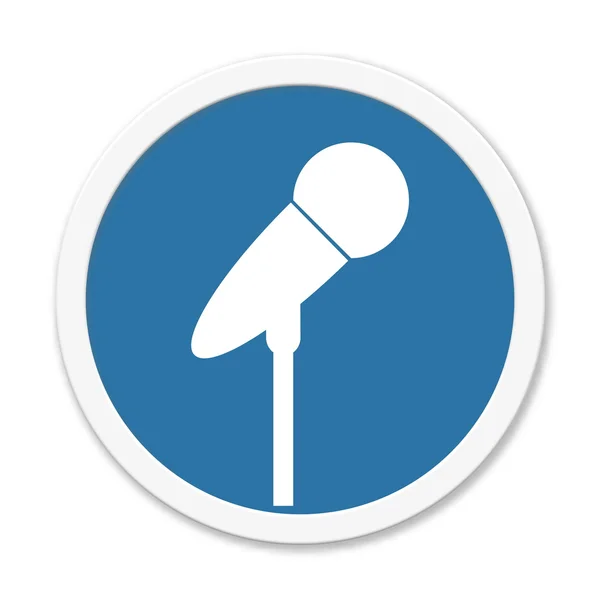 Blue round Button with symbol: Microphone — Stock Photo, Image