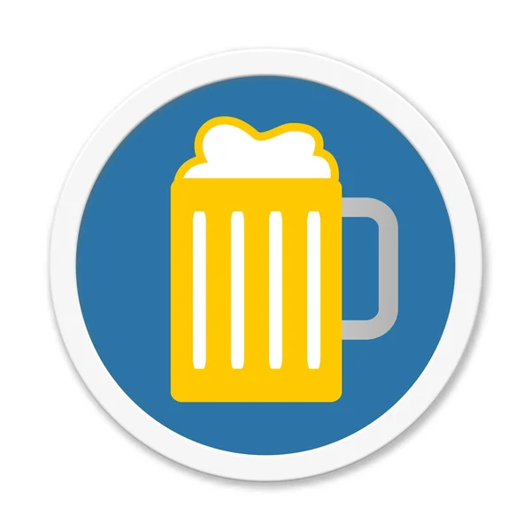Блакитна кругла кнопка з символом: Пиво — стокове фото