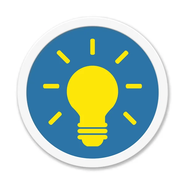 Blue round Button with symbol: Bulb — Stock Photo, Image