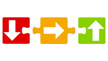 Oklarla üç puzzle parçaları