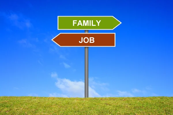 Signpost job or family — Stock Photo, Image