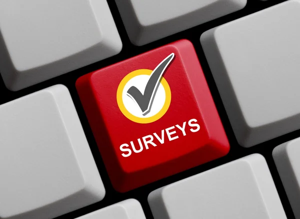 Keyboard Surveys online — Stock Photo, Image