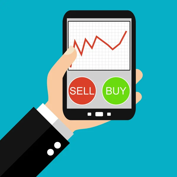 Smartphone - köpa eller sälja aktier — Stockfoto