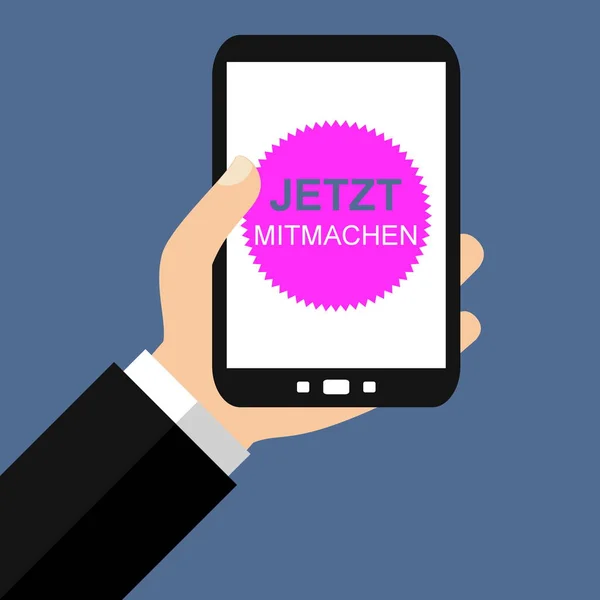 Smartphone - hozzájárulás most német — Stock Fotó