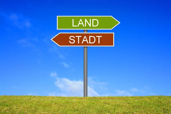 Signpost showing City or Country german — Stock Photo, Image