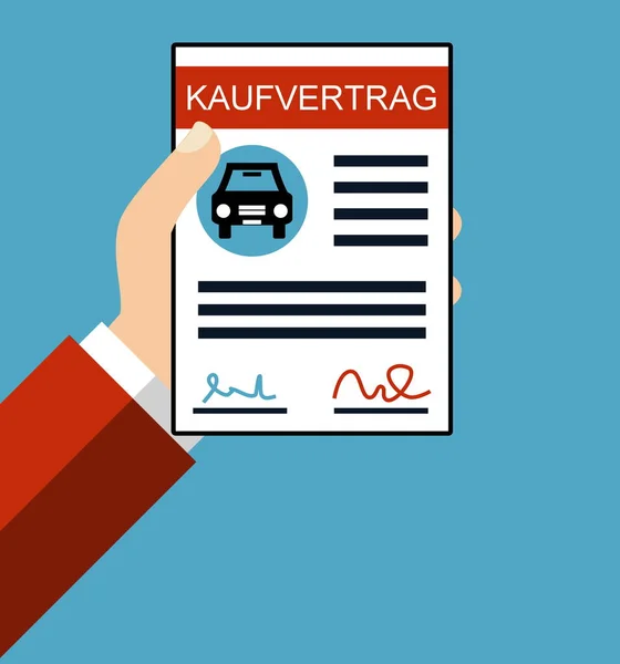 Kaufvertrag Auto deutsch - flaches Design — Stockfoto