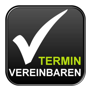Siyah izole düğmesi: bir randevu Alman olun