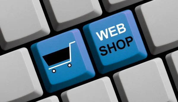 Klawiatura komputerowa niebieski sklep internetowy — Zdjęcie stockowe