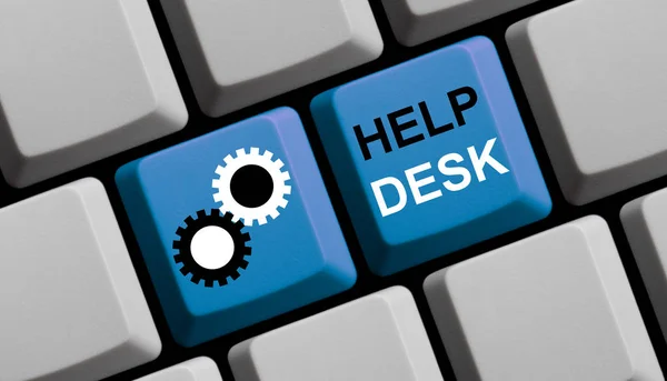 Modrá počítačová klávesnice Helpdesk — Stock fotografie