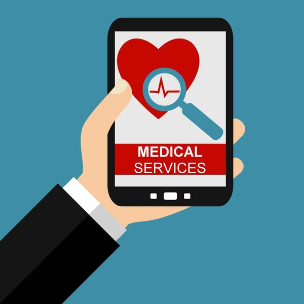 Smartphone: Sağlık Hizmetleri - düz tasarım — Stok fotoğraf