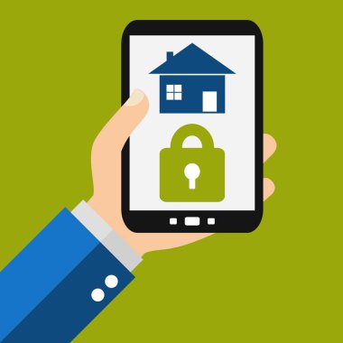 Smartphone: güvenlik - düz tasarım evi