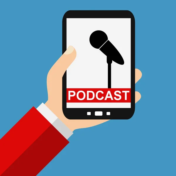 Smartphone: Podcast - düz tasarım — Stok fotoğraf