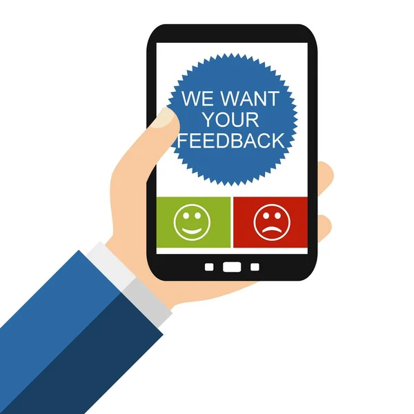 Smartphone: Wij willen uw Feedback - plat ontwerp — Stockfoto