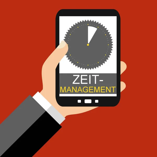 स्मार्टफोन: समय प्रबंधन जर्मन फ्लैट डिजाइन — स्टॉक फ़ोटो, इमेज