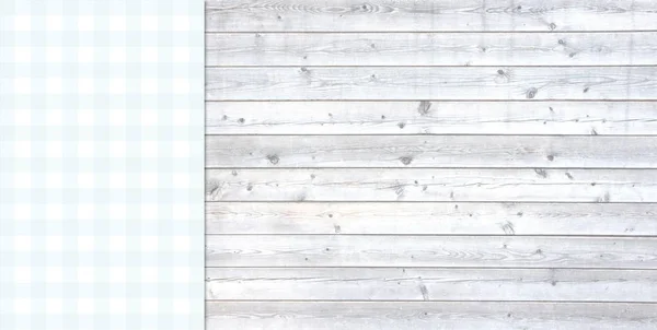 Světle šedé dřevo s ubrus světle modrá bílá — Stock fotografie