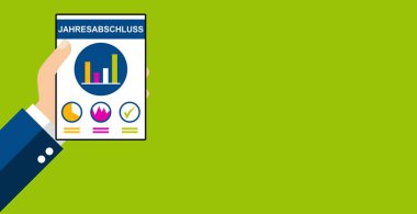 Yıllık rapor kağıt Almanca - düz tasarım tutan el