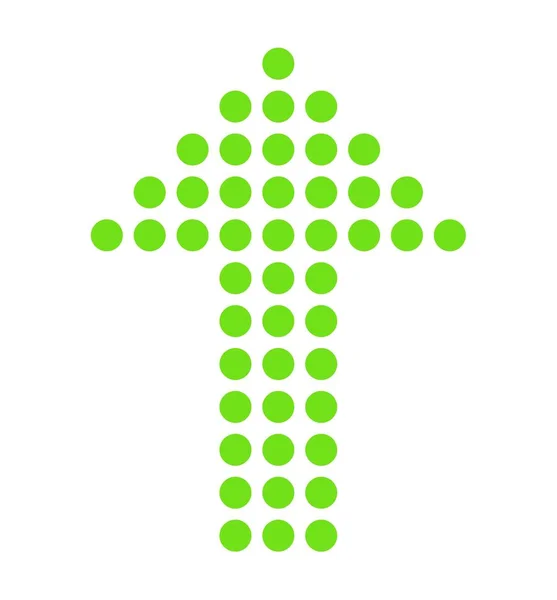 Изолированный зеленый символ Стрелы, сделанный из точек — стоковое фото