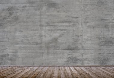 Grunge duvar ve ahşap zemin ile boş oda