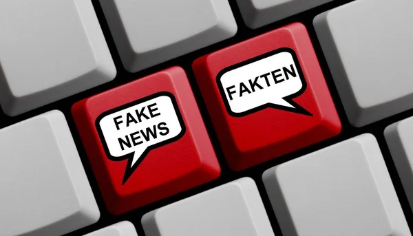 Niemiecki klawiatury fałszywe wiadomości fakty komputera — Zdjęcie stockowe