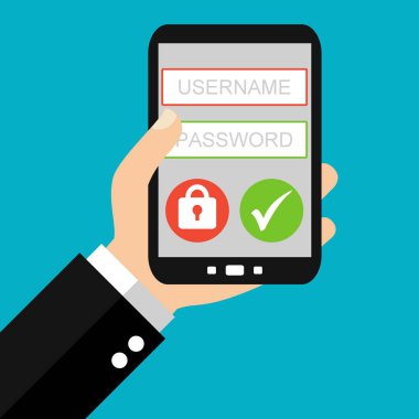 Smartphone: Mobil giriş - düz tasarım