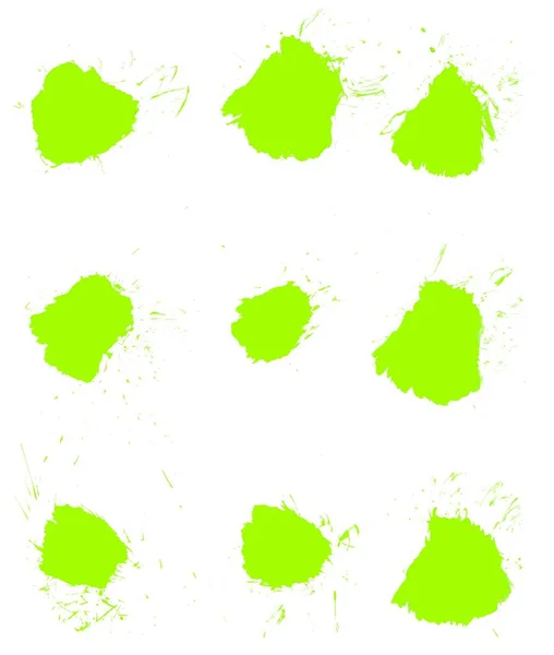 Дев'ять ізольованих зелених плям — стокове фото