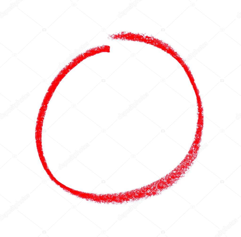 Isolated drawn red circle