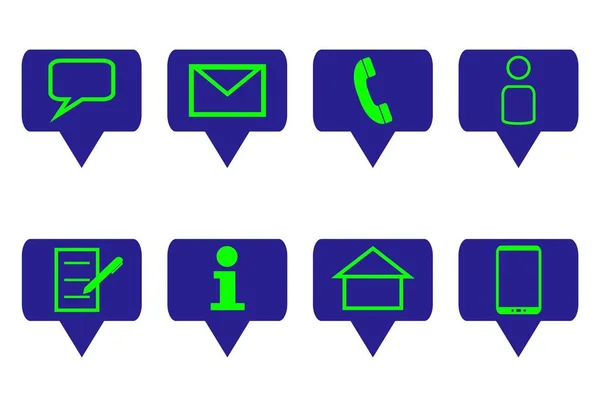 Coleção de 8 ícones de comunicação — Fotografia de Stock