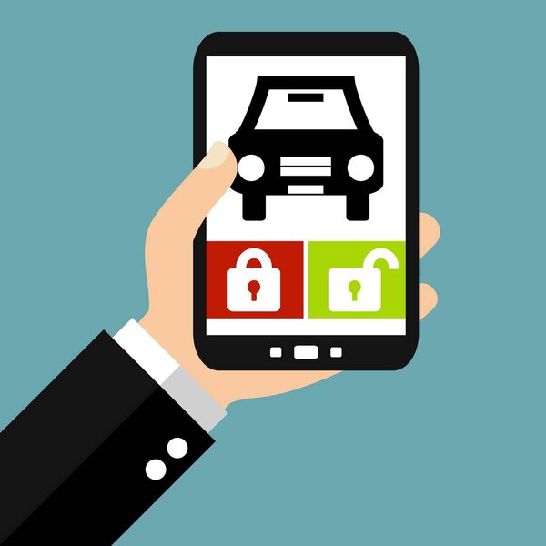 Smartphone: Close and open car - Flat Design