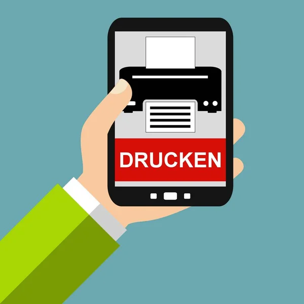 Smartphone: Drukowanie niemiecki - Płaska konstrukcja — Zdjęcie stockowe