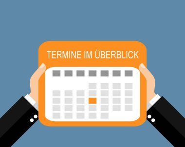 Düz tasarım takvim: Randevu Alman zaman çizelgesi