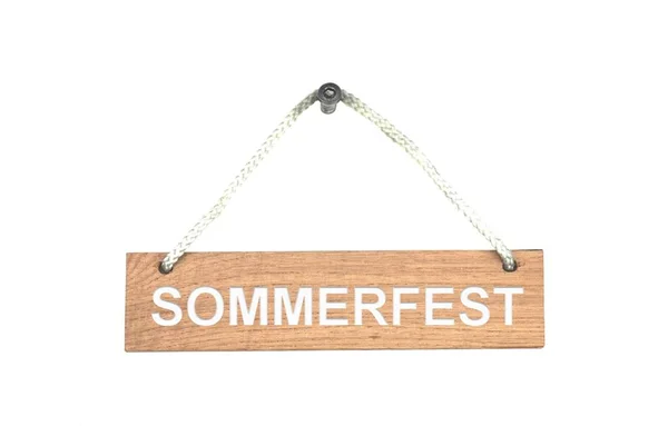Деревянный знак с веревкой: Летняя ярмарка немецкий — стоковое фото