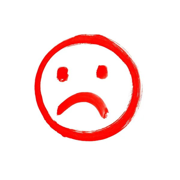 Desenhado rosto infeliz vermelho — Fotografia de Stock