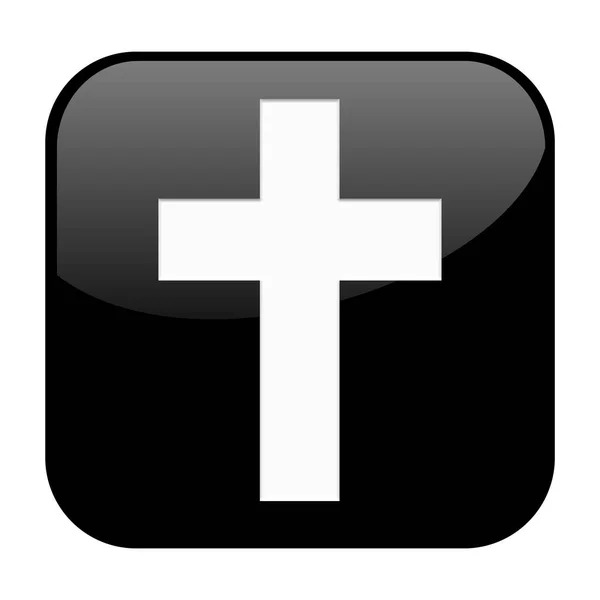 Czarny przycisk: krzyż — Zdjęcie stockowe