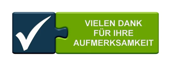 Botón Puzzle: Gracias por su atención alemán — Foto de Stock