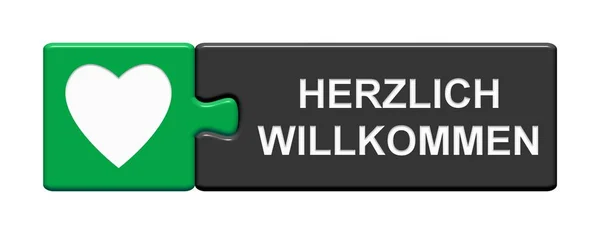 Botão de Puzzle: Bem-vindo alemão — Fotografia de Stock