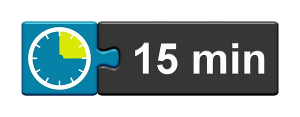 Puzzle Button blue grey: 15 Minutes — Stock Photo, Image