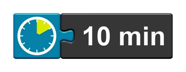 Puzzel knop blauw grijs: 10 minuten — Stockfoto
