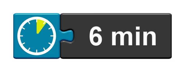 Botão de quebra-cabeça azul cinza: 6 minutos — Fotografia de Stock