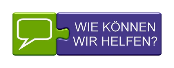 Botón Puzzle: ¿Cómo podemos ayudar? alemanas — Foto de Stock